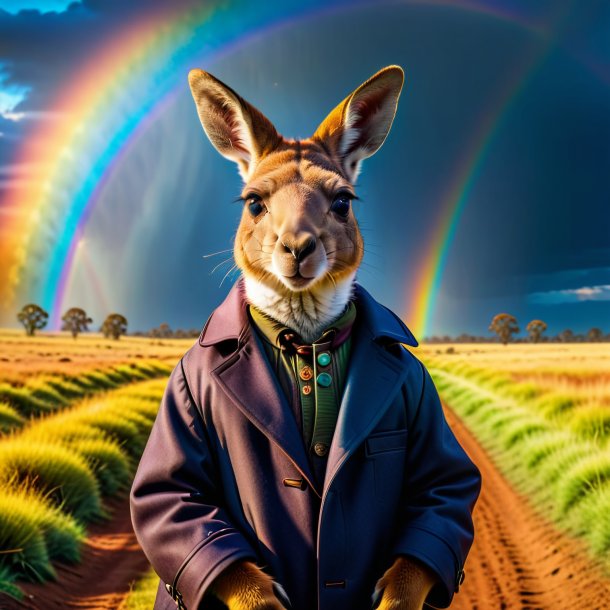 Photo of a kangaroo in a coat on the rainbow