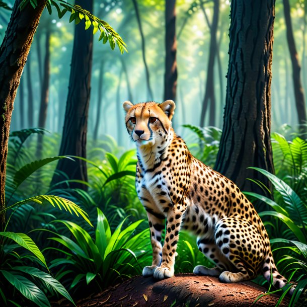 Image of a waiting of a cheetah in the forest