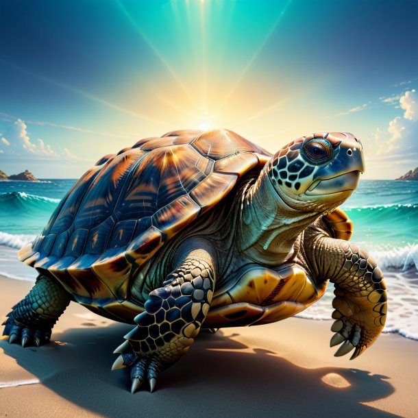 Image of a tortoise in a coat in the sea