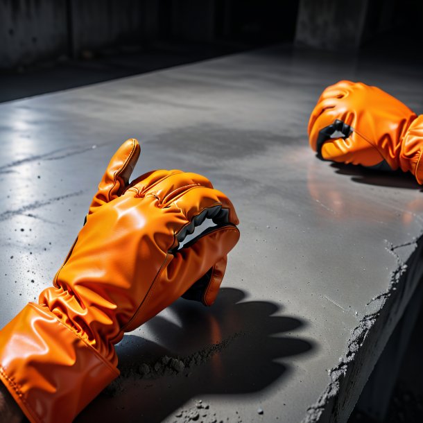 Portrait d'un gants orange de béton