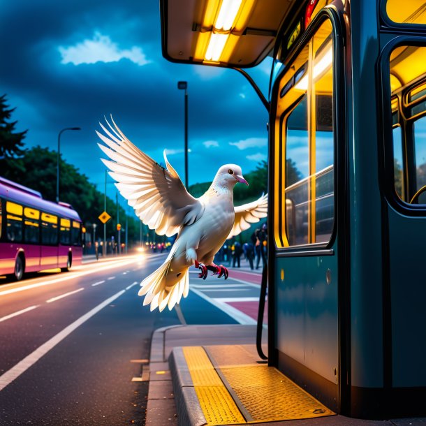 Image of a threatening of a dove on the bus stop