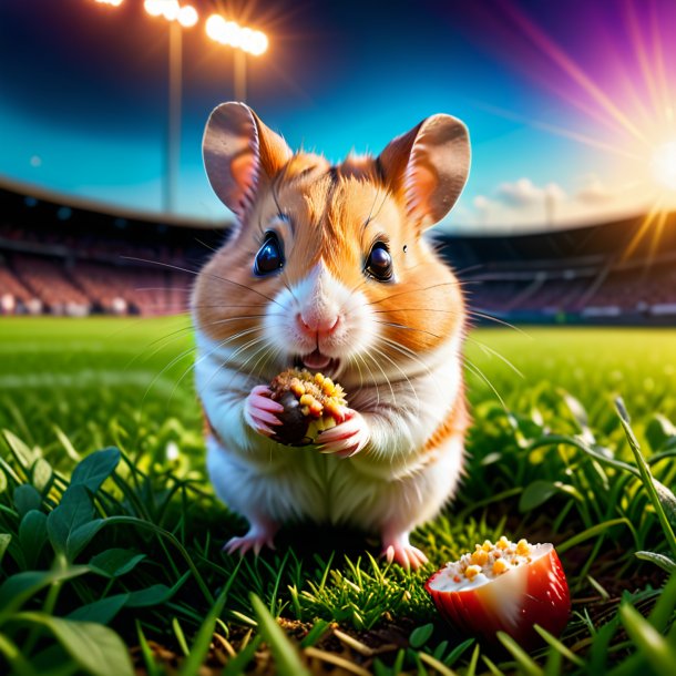 Pic of a eating of a hamster on the field