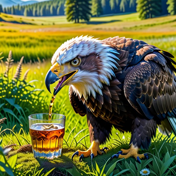 Photo d'une boisson d'aigle dans la prairie