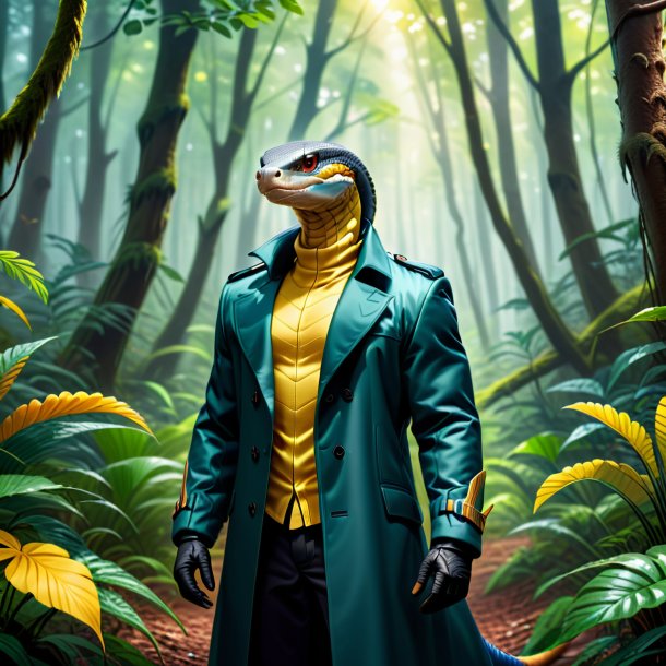 Illustration of a cobra in a coat in the forest