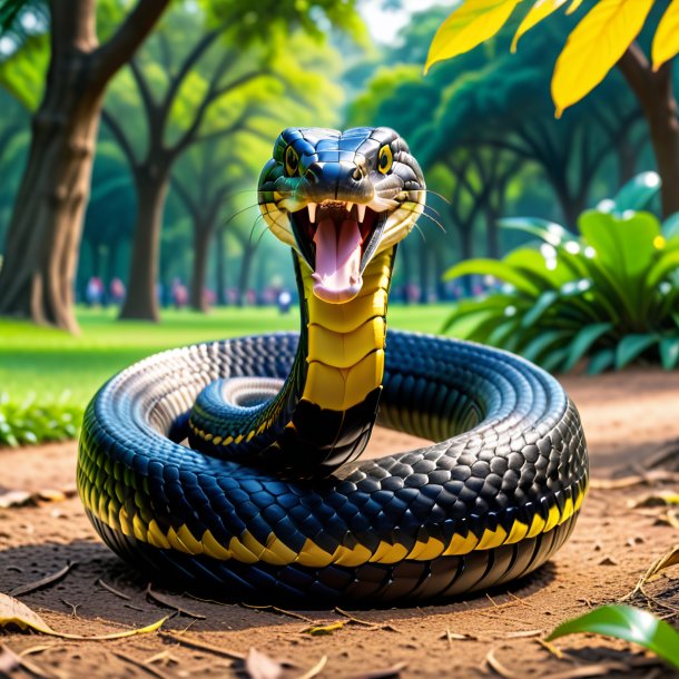 Image of a king cobra in a belt in the park