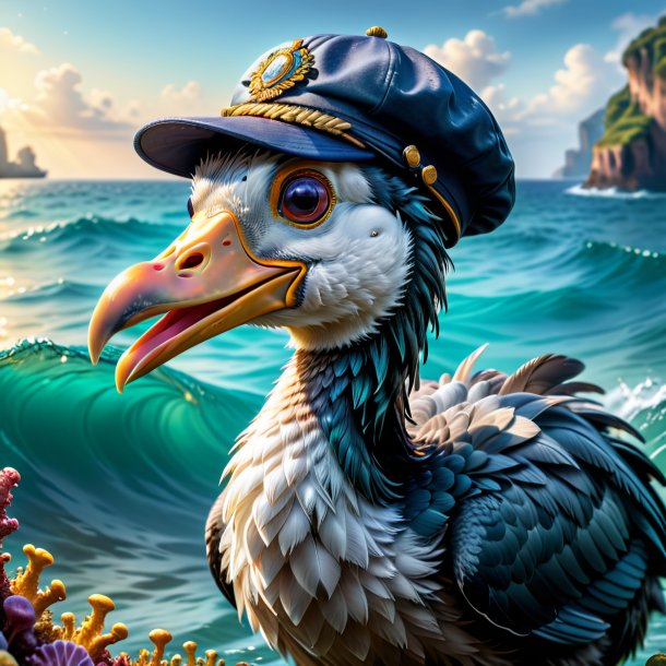 Image of a dodo in a cap in the sea