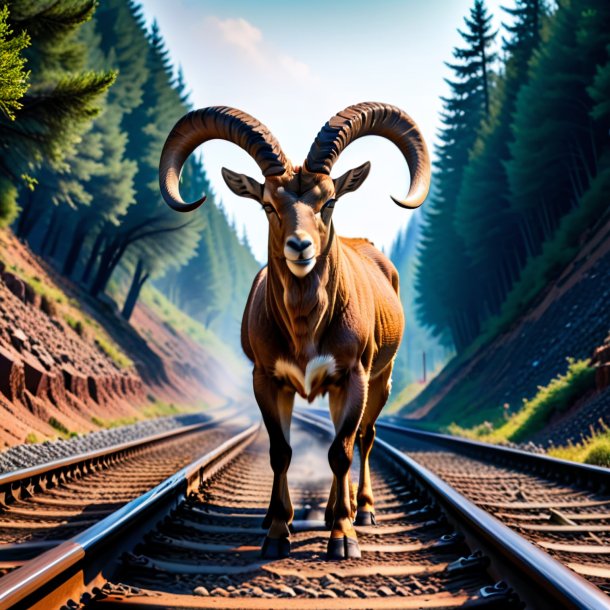 Photo of a angry of a ibex on the railway tracks