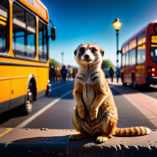 Photo of a waiting of a meerkat on the bus stop