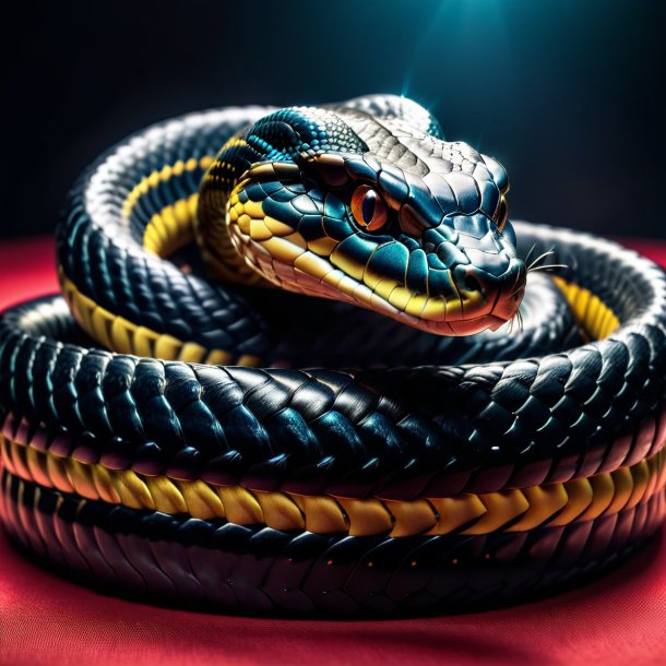 Picture of a king cobra in a black belt