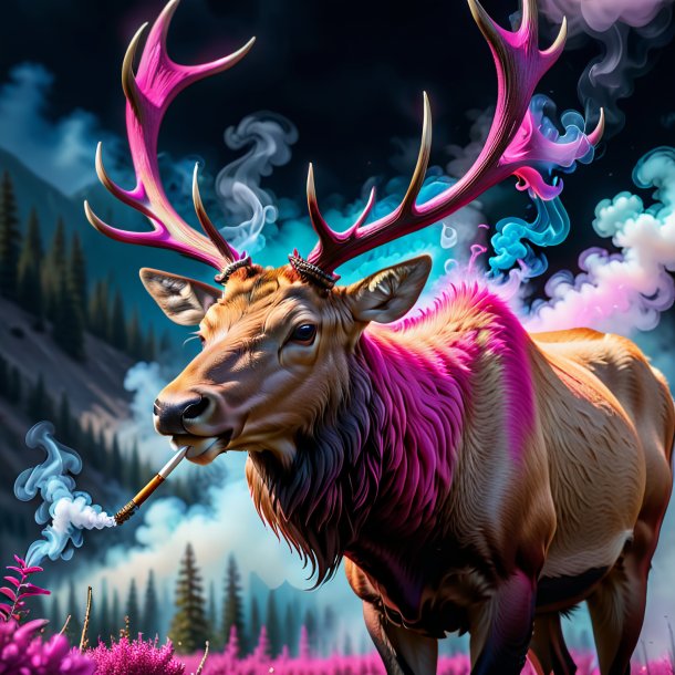 Image of a fuchsia smoking elk