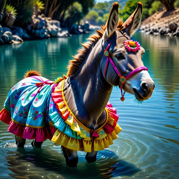 Imagen de un burro en un vestido en el agua