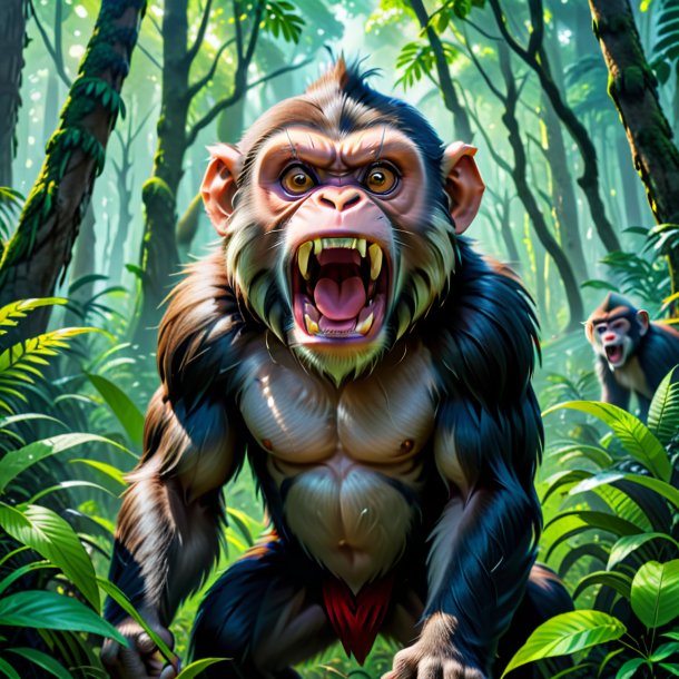 Pic of a angry of a monkey in the forest