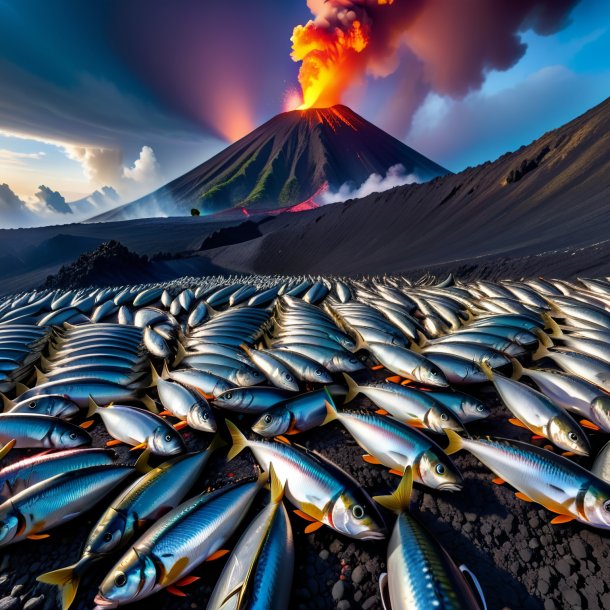 Photo d'une attente de sardines dans le volcan