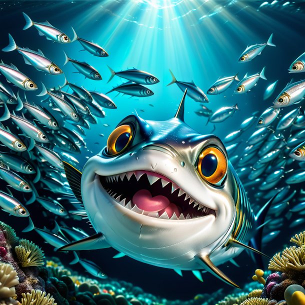 Image d'une sardine souriante aquamarine