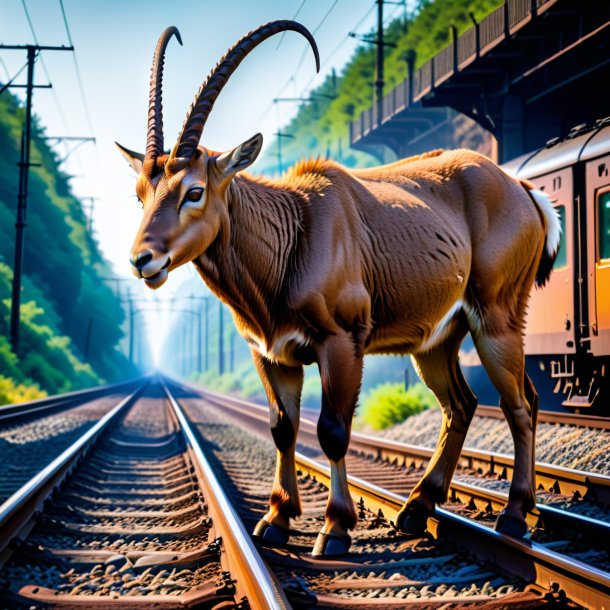 Image d'un cri d'un ibex sur les voies ferrées