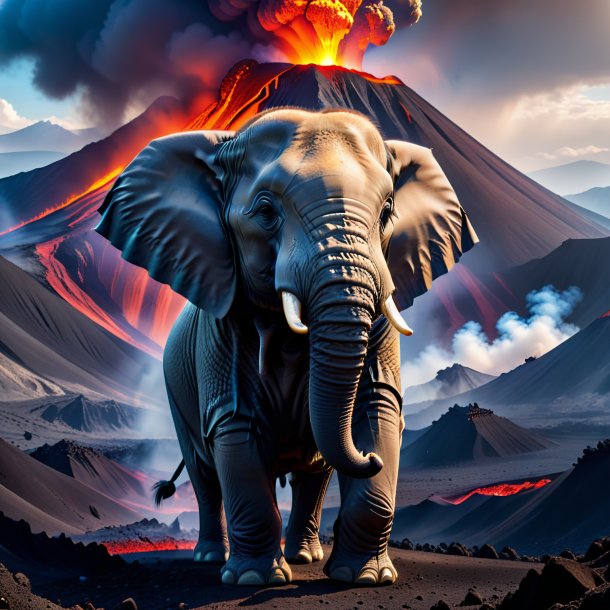 Pic of a elephant in a gloves in the volcano