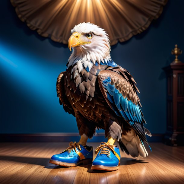 Photo d'un aigle dans une chaussure bleue