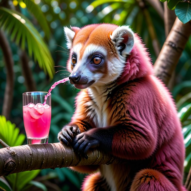 Pic of a pink drinking lemur