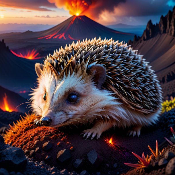 Picture of a sleeping of a hedgehog in the volcano