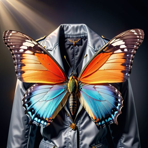 Pic of a butterfly in a gray jacket