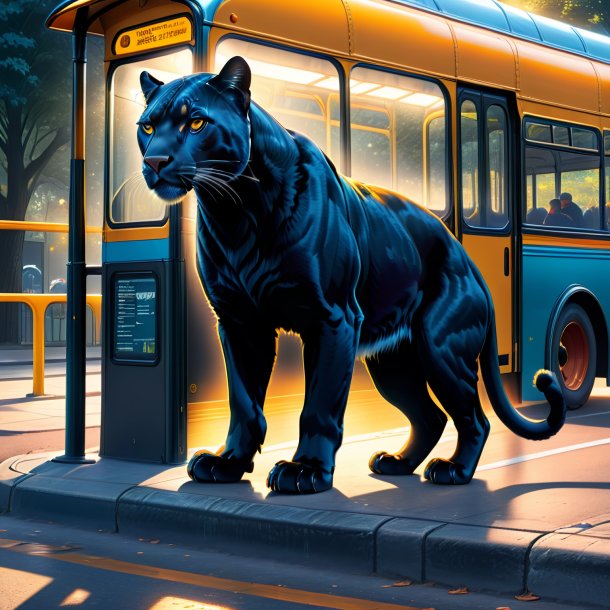 Drawing of a panther in a shoes on the bus stop