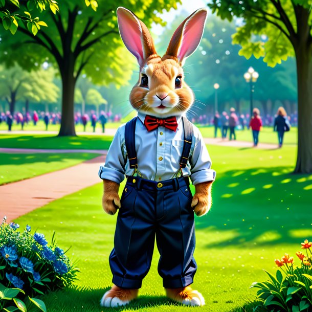 Pic d'un lapin dans un pantalon dans le parc