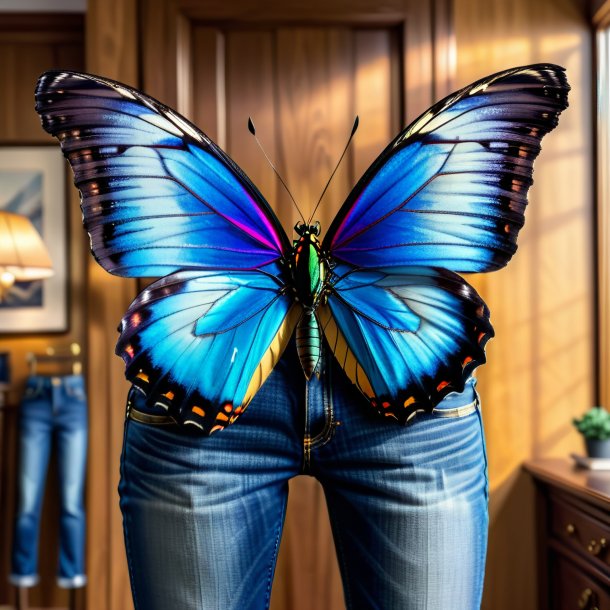 Pic d'un papillon dans un jean dans la maison