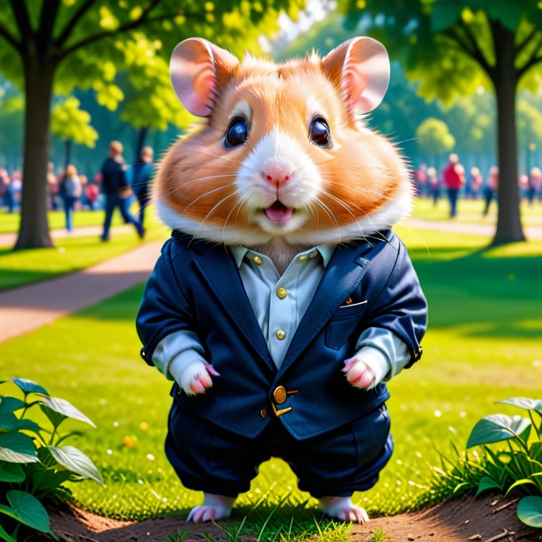 Pic of a hamster in a trousers in the park