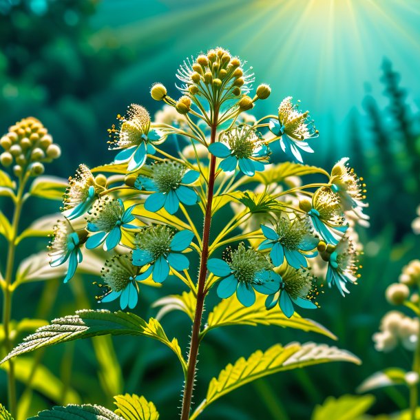 Portrayal of a teal meadowsweet