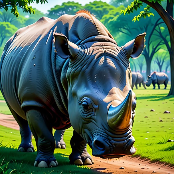 Photo of a crying of a rhinoceros in the park