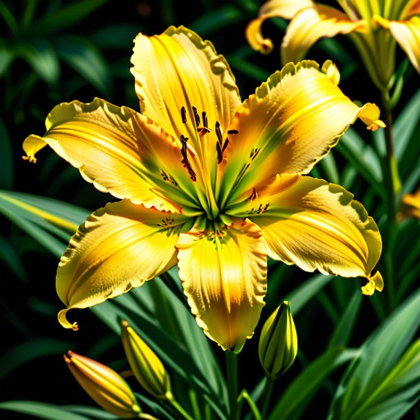 "photo of a yellow daylily, yellow"