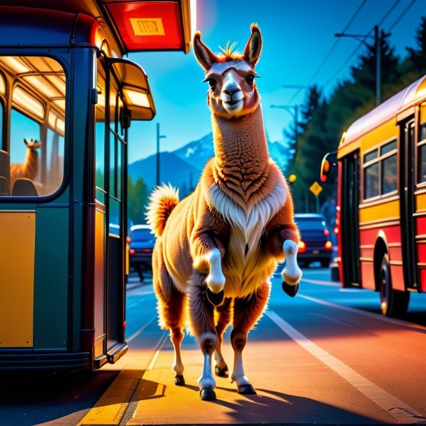 Image of a dancing of a llama on the bus stop