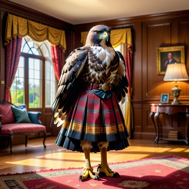 Image of a hawk in a skirt in the house