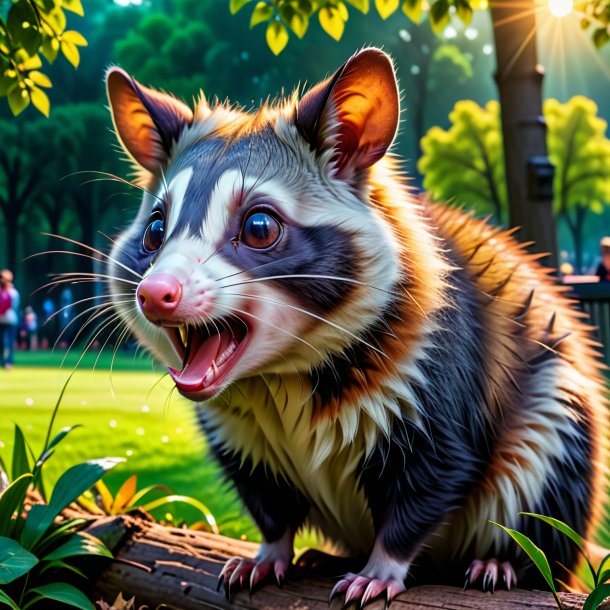 Photo of a crying of a possum in the park