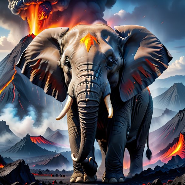 Image of a crying of a elephant in the volcano