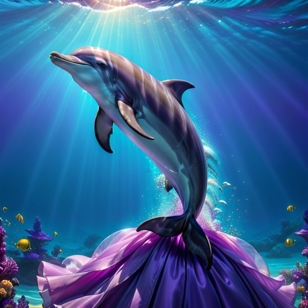 Image of a dolphin in a purple dress