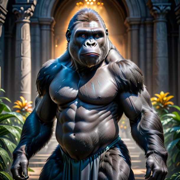 Image of a gorilla in a gray dress