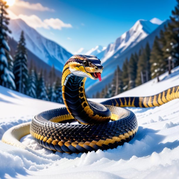 Pic of a playing of a cobra in the snow