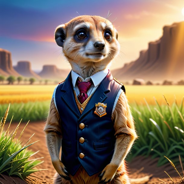 Ilustração de um meerkat em um colete no campo