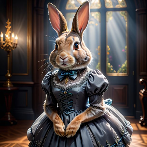 Image of a rabbit in a gray dress