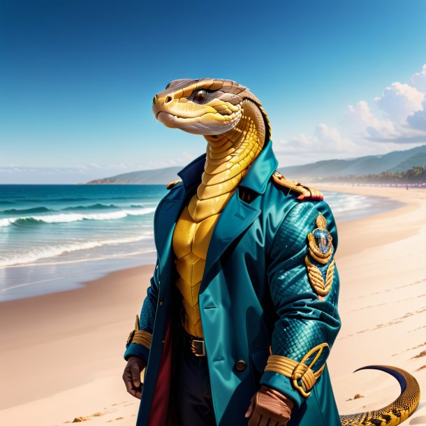 Drawing of a cobra in a coat on the beach