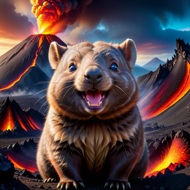 Pic of a smiling of a wombat in the volcano