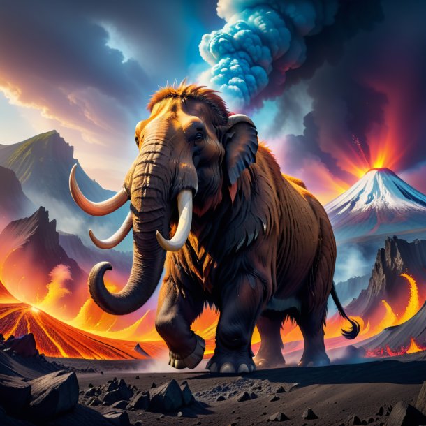 Photo of a dancing of a mammoth in the volcano