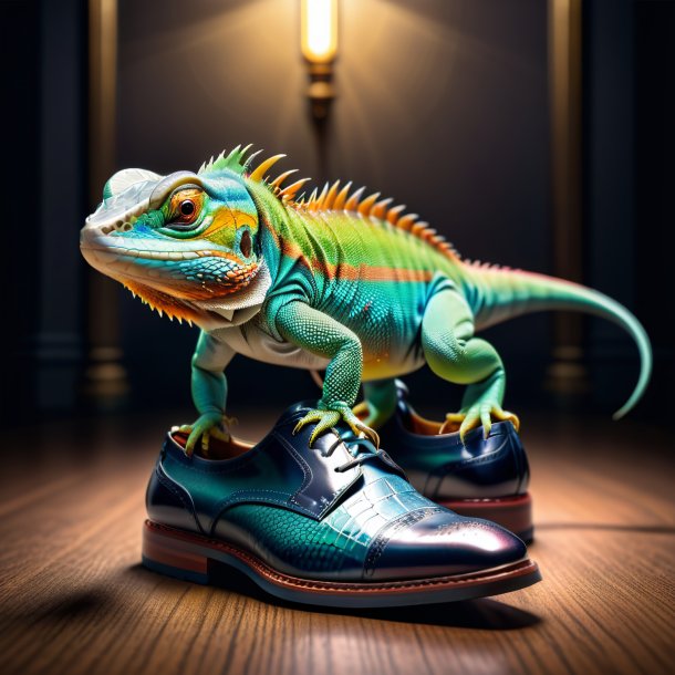 Imagen de un lagarto en zapatos grises