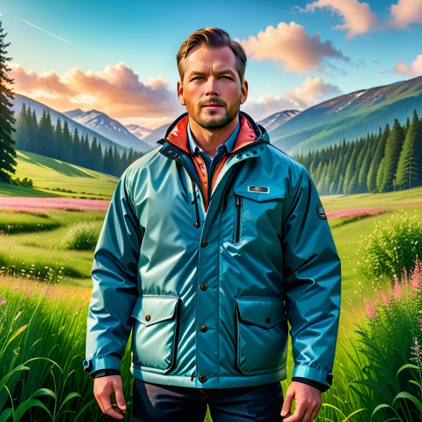 Pic of a salmon in a jacket in the meadow