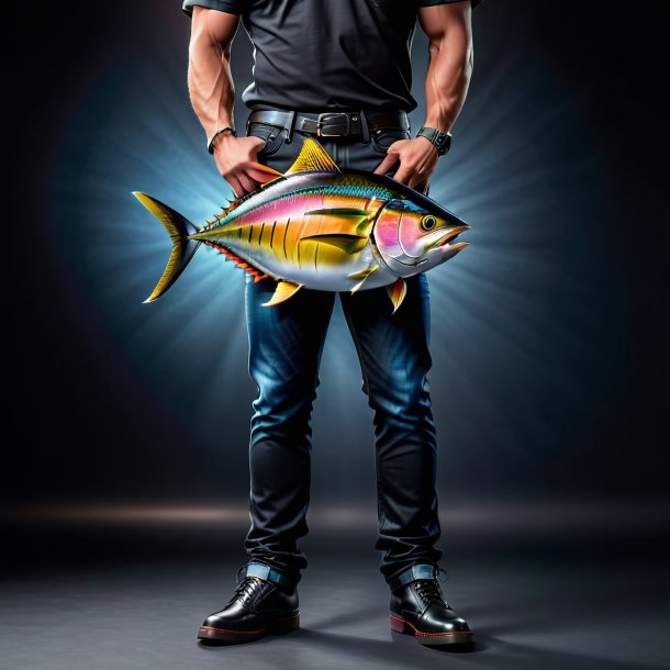 Photo of a tuna in a black jeans