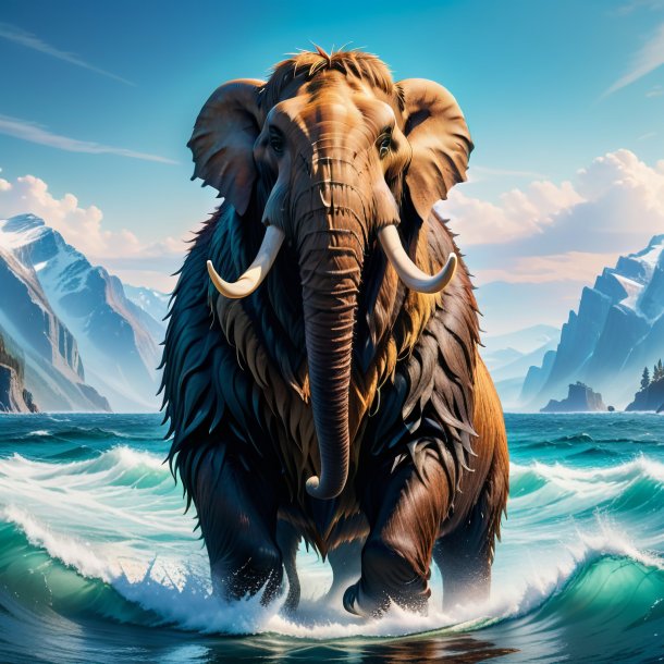 Photo of a mammoth in a coat in the sea