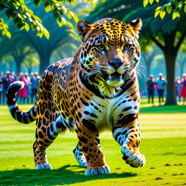 Pic d'une danse d'un jaguar dans le parc