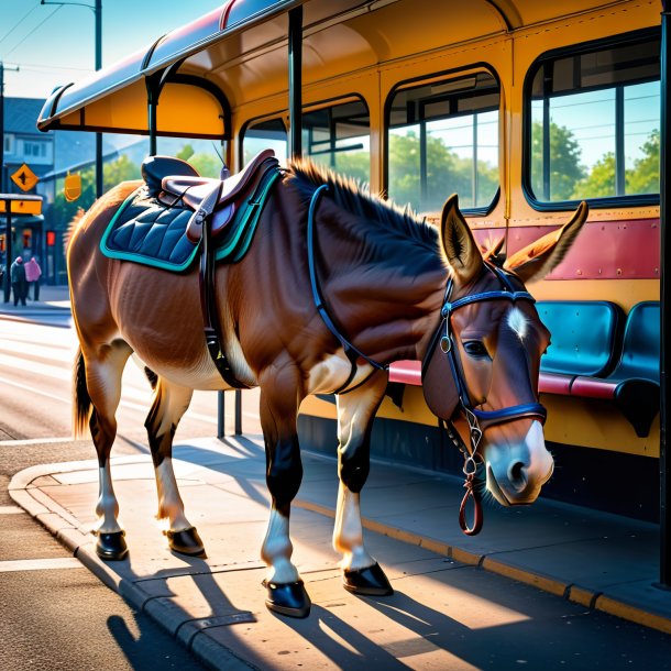 Imagem de uma mula em um sapato no ponto de ônibus