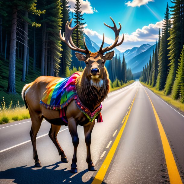 Pic of a elk in a skirt on the road